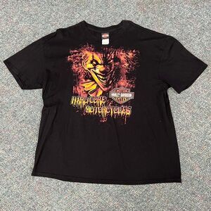 Harley Davidson Thunder Tower Hard Core Motorcycles Flaming Clown Graphic Tee